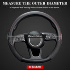 KAFEEK D Shape Steering Wheel Cover, Universal 15 inch, Microfiber Leather Viscose, Breathable, Anti-Slip,Warm in Winter and 