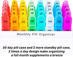 Daviky Monthly Pill Organizer 2 Times a Day - 30 Day Pill Box AM PM, BPA Free One Month Medicine Organizer Twice Daily, 31-Da