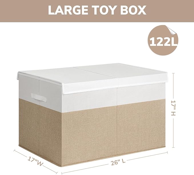 INDRESSME 26"x17"x17" Large Toy Box, Toy Storage Organizer Collapsible Storage Bins with Lids Toy Chest for Nursery, Playroom