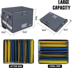ENGPOW File Box with Lock, Fireproof Document Box with Zipper Lid, Collapsible File Organizer Storage Filing Cabinet with Han