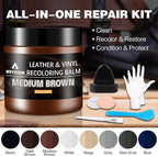Leather Recoloring Balm - Medium Brown Leather Repair Kit for Furniture, Dye, Recolor, Renew, Repair & Restore Aged, Faded, C