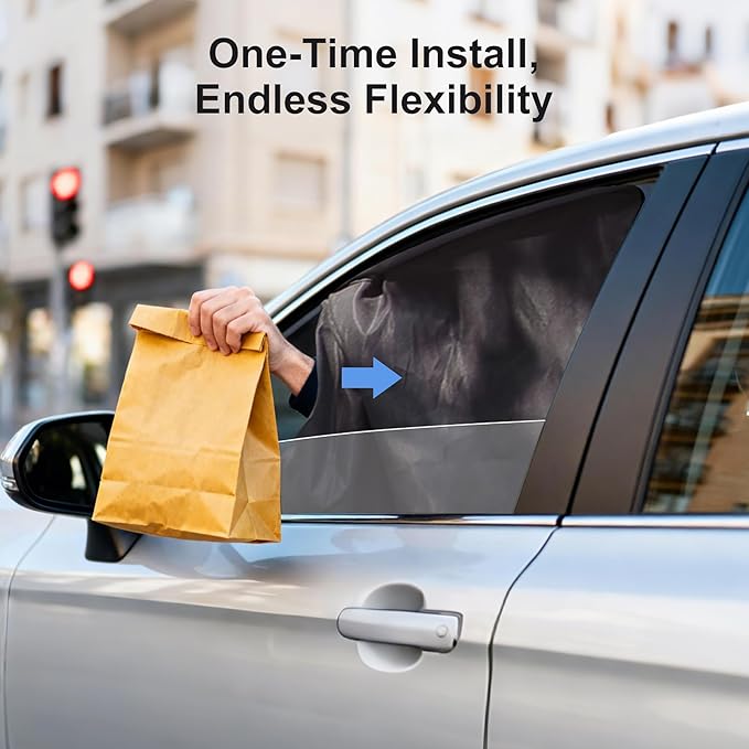 XCBYT Suede Car Window Shades for Side Windows, 4-Pack Ultra-Soft Magnetic Car Curtains, 100% Light Blocking Window Covers for Privacy, Baby Care, Camping & Road Trips