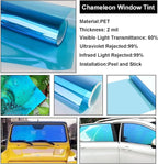 XhuangTech Chameleon Light Blue Front Window Roll Tint Solar Film Protection Scratch Resistant 60% VLT (Light Blue, 59.84" in x 65.62' Ft)