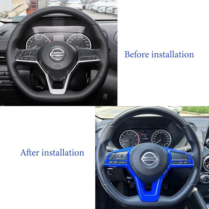 Glossy Blue Steering Wheel Interior Decoration Cover Trim Accessories for Nissan Altima(2019-2024),for Sentra/Versa(2020-2024),for Leaf/Kicks(2018-2024),for Rogue(2017-2020),for Rogue Sport