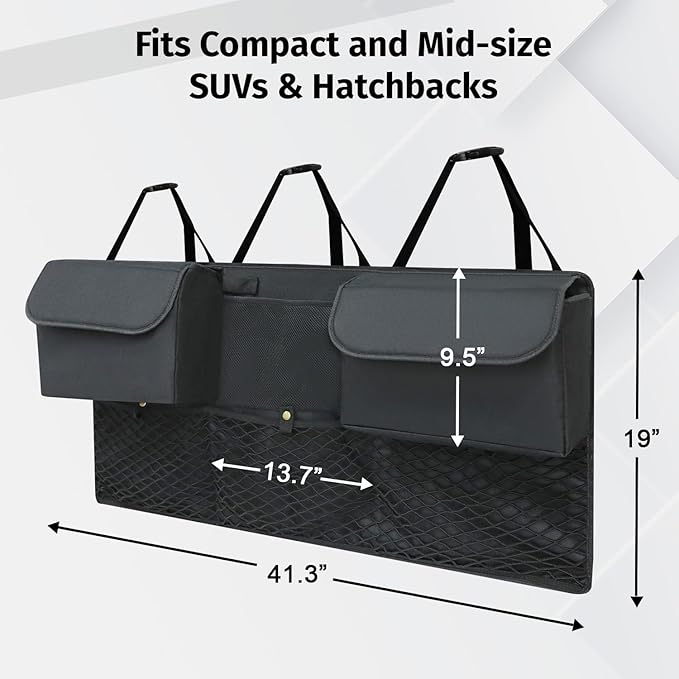 Deluxe Trunk Organizer for Medium or large size SUVs, Backseat Hanging Trunk Organizer, Waterproof Collapsible Car Storage Bag