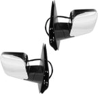 TRQ Driver and Passenger Side Mirror Assembly Set Power Heated Memory Turn Signal Puddle Light Foldaway Chrome Compatible wit