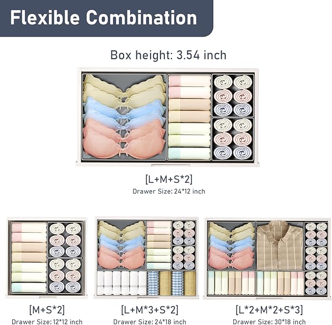 DIMJ Drawer Organizer Clothes- 26 Pack Baby Dresser Organizer for Nursery, Small Fabric Closet Drawer Organizer Bins for Unde