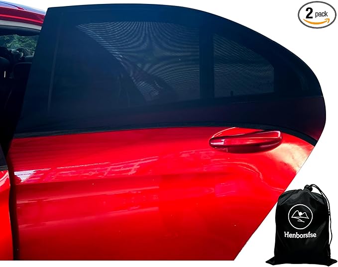 2Pack car side window sunshades,Premium rear privacy screens for SUV,Sedans,Truck van,Double layer breathable elastic spandex mesh,bug Insect Protection,Outdoor camping travel essential(Max43.5*30.5")