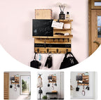 Key Holder for Wall Mounted Keys and Mail Holder Decorative Farmhouse Organizer Wall Hanger with Hooks Small Key Shelf for Ho