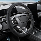 3-Piece Leather Steering Wheel Cover for Ford Mustang Mach-E 2021-2026, Custom Fit Clip-On Quick Installation Ultra-Thin Form-Fitting Interior Car Accessories for Men Women(Black Hole)