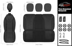 CAROMOP Luxury Faux Leather&Fabric Car Seat Covers 2 Front Seats with Breathable 3D Foam Back Support, Universal Seat Covers 
