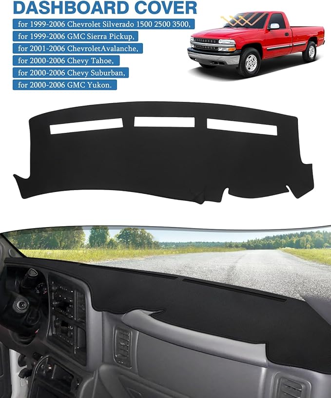 FIILINES Dash Cover for 1999-2006 GMC Sierra/Chevrolet Silverado, 2000-2006 GMC Yukon XL/Chevy Suburban Tahoe Avalanche, Upgr