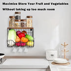 Livabber Fruit Basket for Kitchen, Metal Fruit Vegetable Storage Bin with 2 Banana Hangers, Countertop Wire Basket Organizer 
