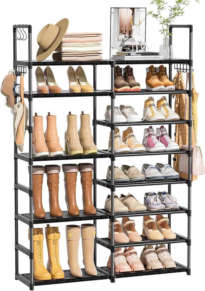 OYREL Shoe Rack Organizer 8 Tiers, Tall Shoe Racks Shelf Storage, 26-32 Pairs Vertical Large Rack,Stackable Shoes Racks for E
