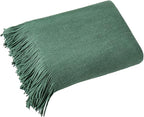 Homiest Decorative Knitted Throw Blanket with Fringe Soft & Cozy Tassel Blanket for Couch Sofa Bed (Dark Green, 50x60)