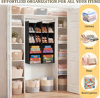 Ofiray-home 4 Tier Hanging Closet Organizer, 12 Compartments Sweater Organizer for Closet with 3 Sturdy Hooks, Closet Organiz