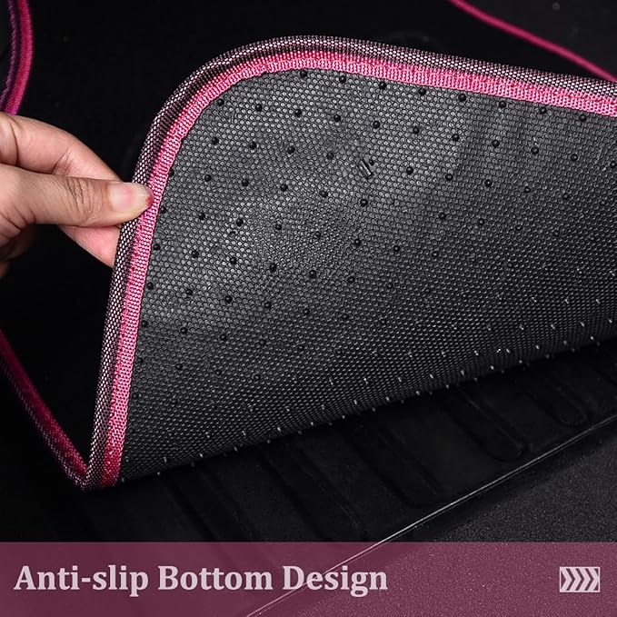CAR PASS Embroidery Butterfly and Flower Car Floor Mats, Pink Car Floor Mats Universal Fit 95% Automotive,SUVS,Sedan,Vans,for