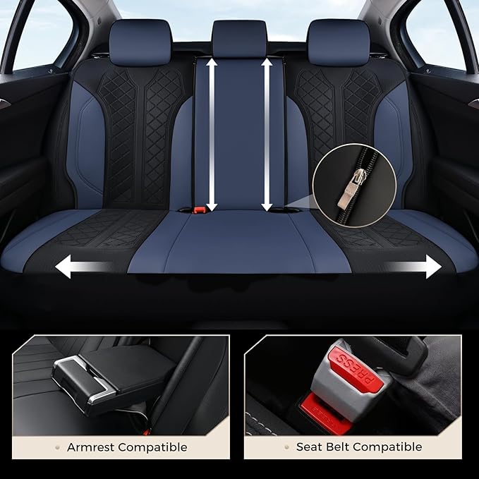 Coverado Car Seat Covers Full Set, Leather Seat Covers, Waterproof Automotive Protectors 5-Seat, Luxury Universal Fit Seat Co