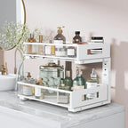 2 Packs 17IN Depth Under Sink Organizer, 2-Tier Pull Out Cabinet Organizer With Smooth Circular Rail, Large Capacity Metal Me