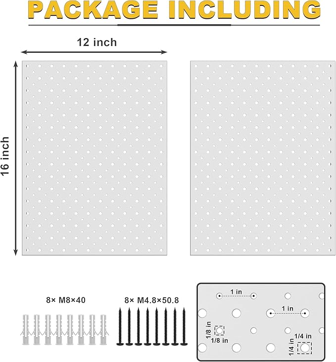 Ultrawall Metal Pegboard Panels, Pegboard Wall Organizer, Peg Boards for Wall, Garage Tool Storage Organization, 12"X16", 2pc