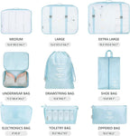 Mossio 9 Set Packing Cubes with Shoe Bag & Electronics Bag - Luggage Organizers Suitcase Travel Accessories