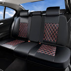 Huidasource Rear Seat Cover, Nappa Leather Back Seat Cover Velcro Adjustable, Compatible with Armrests, Seat Belts, Child Saf