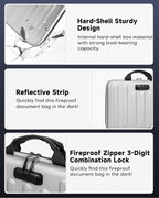 DOZAWA Fireproof Document Box, Hard Case Document Organizer with Lock, 13 Pockets Accordion File Folder with Reflective Strip