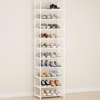 10-Tier Tall Shoe Rack, Adjustable 20-25 Pairs Shoe Shelf Storage Organizer for Entryway Hallway Closet Bathroom Living Room 