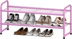 SUFAUY 2 Tier 33" Wide Shoe Rack, Closet Metal Wire, Stackable, Pink