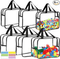 6 Packs Large Toy Storage Bags with Labels, Reusable Clear PVC Board Game Storage, Travel Waterproof Organizer Bags with Zipp
