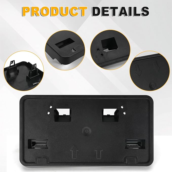 Front Bumper License Plate Frame Bracket Compatible with Ford F-150 5.0L V8 2024 2025, Black License Frame Holder Mounting, R