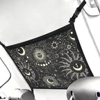 Planet Car Ceiling Cargo Net Pocket Hanging Storage Bag with Zipper 31.5"x21.6" Double-Layer Mesh Car Roof Storage Organizer Long Road Trip Truck SUV Travel Camping