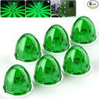 BJZ 6Pcs Green Watermelon LED Strobe+Constant Marker Lights Dual Function Watermelon-Shaped Side Marker Clearance Tail Top Cap Roof Lights for Trailer Truck Semi-Trailer Heavy-Duty Truck Bus Van