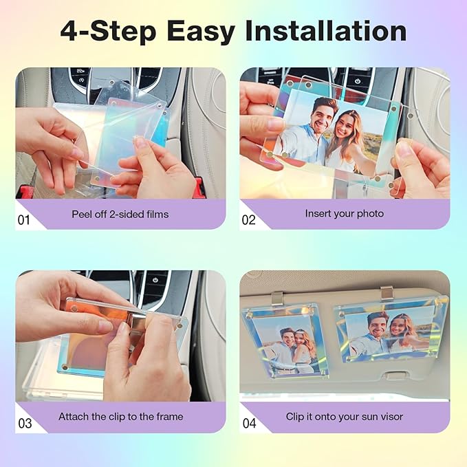 HIIXHC 2Pcs Car Picture Holder, Colored Car Visor Photo Clip, Magnetic Car Sun Visor Picture Holder for 3" Photos, Car Photo Holder, Car Visor Photo Frame for Car Accessories Interior Decor