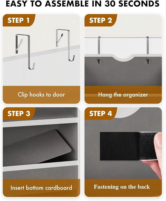 Over The Door Organizer, Hanging 6-Shelf Storage Organizer with 50lb Heavy Duty Perfect for Bathroom Closet Nursery Bedroom (