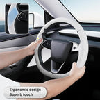 Steering Wheel Cover for Tesla Model 3 2024-Present Highland/Tesla Model Y Juniper 2025-Present, Leather Steering Wheel Cover for Tesla Model 3 Highland/Y Juniper Accessories, White