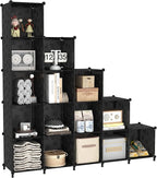 UNKU Cube Storage Organizer, 16 Cube Closet Organizer Storage Shelves, DIY Stackable Bookcase, Clothes Organizer Shelf for Cl
