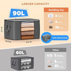 Budding Joy 90 L Large Storage Bags, 10 Pack Clothes Storage Bins Foldable Closet Organizers Storage Containers with Reinforc