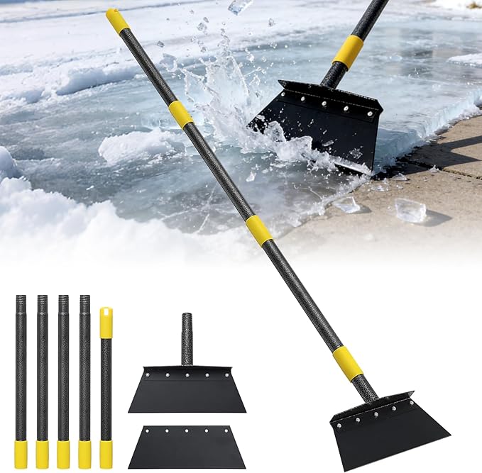 Ice Scraper, Snow Shovel, 2 Spades, 88" Detachable Garden Flat Shovel Scraper, Multifunctional Garden Cleaning Shovels,Heavy Duty Floor Scrapers for Weeding, Edging, Driveway Snow Ice Removal