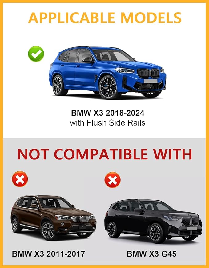Tuyoung Lockable 220lbs Roof Rack Cross Bars Compatible with BMW X3 G01 2018-2026 (Not for G45), Heavy Duty Aluminum Roof Rails Crossbars Rooftop Cargo Carrier Luggage SUV Accessories