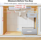 Under Sink Organizer, 2 Pack 2 Tier Pull Out Under Cabinet Organizer Shelf with Pad for Framed Cabinets, Metal Slide Out Unde