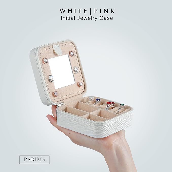 Parima Jewelry Organizer Box - Small Travel Case, Mini Jewelry Boxes for Women - Letter Y, White