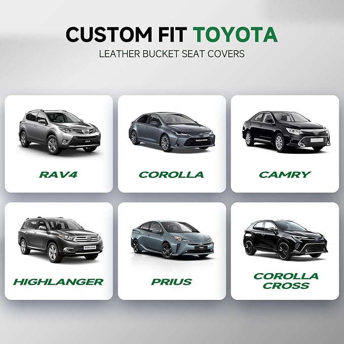 GIANT PANDA 2PCS Front Car Seat Cover for Toyota Rav4 Camry Highlander Corolla Prius Corolla Cross Venza Avalon, Faux Leather