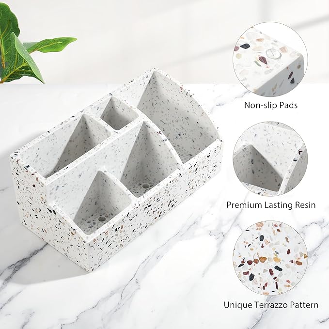 Luxspire Bathroom Counter Organizer, Toothbrush Holder for Bathroom 5 Slot, Large Bathroom Countertop Organizer Storage Bathr