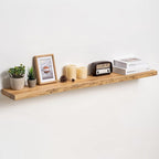 Fun Memories Floating Shelves for Wall Decor Set of 1-48 Inch Solid Elm Wood Live Edge - Rustic Natural Wall Shelves with Inv