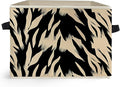 Black and Beige Abstract Storage Box Bins, Boho Modern Abstract Zebra Striped Collapsible Storage Basket Organizer for Bedroo