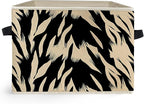 Black and Beige Abstract Storage Box Bins, Boho Modern Abstract Zebra Striped Collapsible Storage Basket Organizer for Bedroo