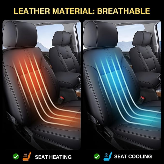 Coverado Full Set Seat Covers Faux Leather(Black) Easy Install,Waterproof, Custom Fit Chevy Silverado/GMC Sierra (2007-2013/2