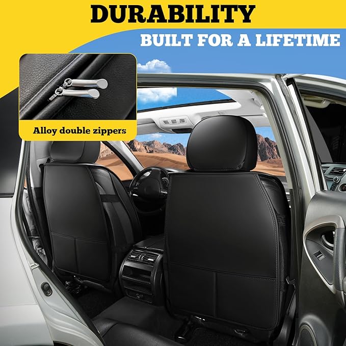 LINGVIDO Car Seat Covers Full Set (5 Seats) - Premium Perforated Nappa Leather, Waterproof Shield, Omni-Adapt Fit SUVs Sedans