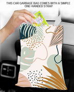 Car Garbage Can, Hanging Car Trash Can for Back Seat Organizer, Boho Leaf